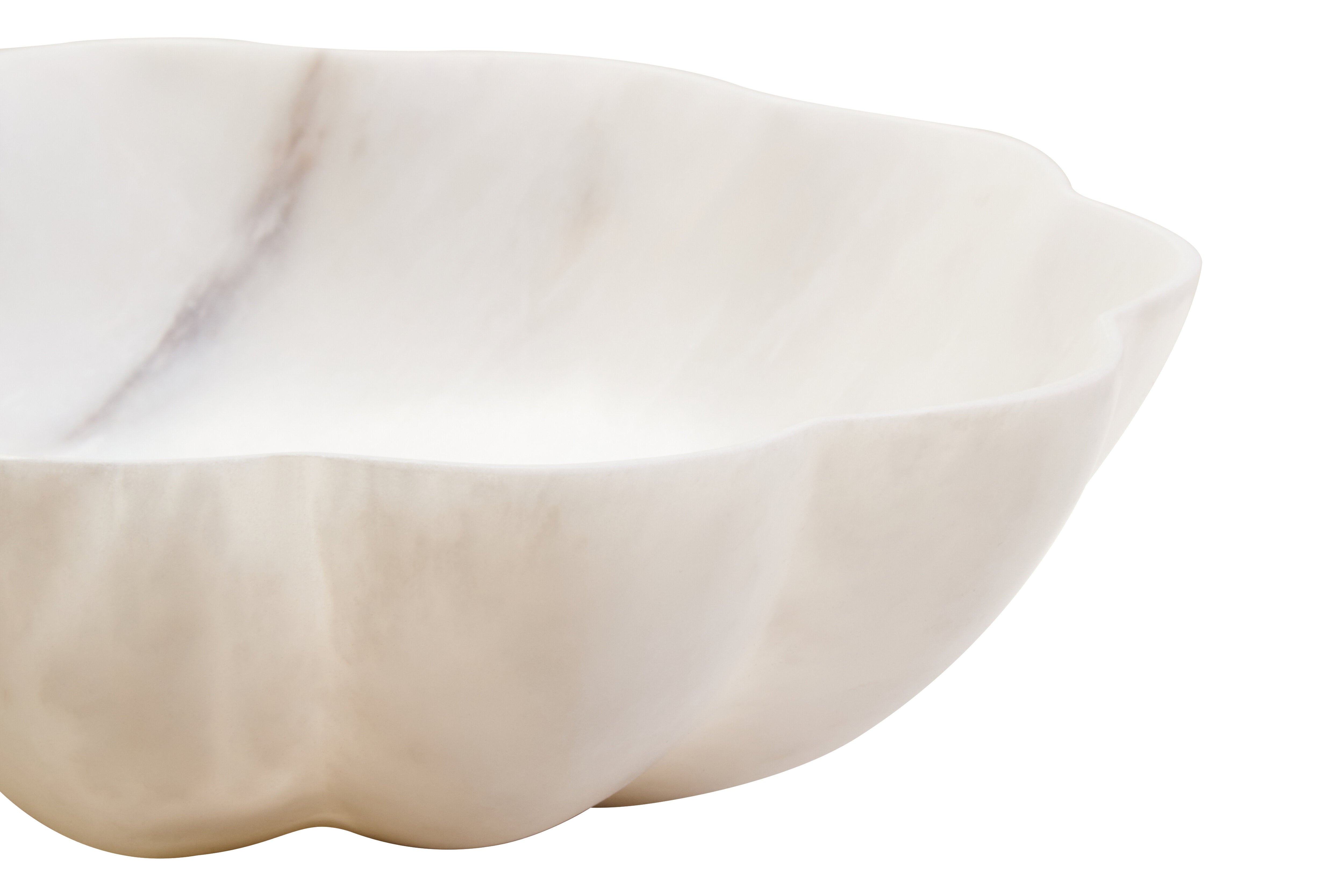 Visso White Marble Scalloped Bowl | Medium